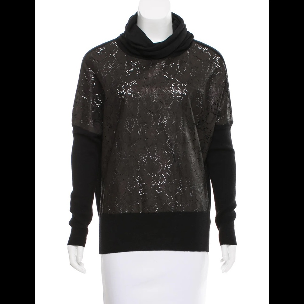 ❤️❤️LES COPAINS Leather-Accented Turtleneck SweaterSZ L❤️❤️